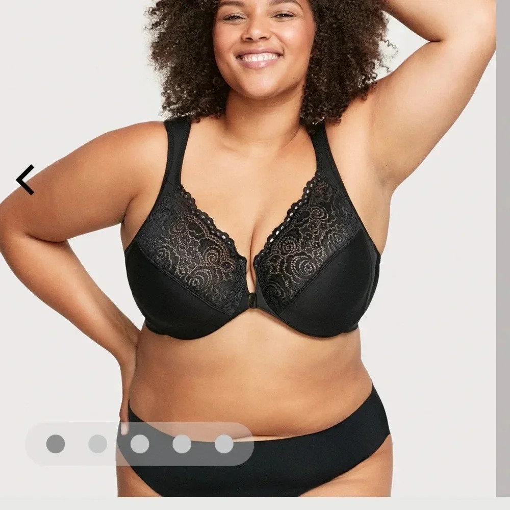 Glamorise Black Open Close Bra 32 G NWT
